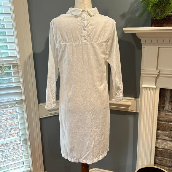 Maternal America white linen like hi lo button down dress or tunic - Picture 5 of 6